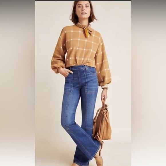ANTHROPOLOGIE Pilcro And The Letterpress Carpenter High-Rise Boot Cut Jeans 27 - Picture 1 of 10